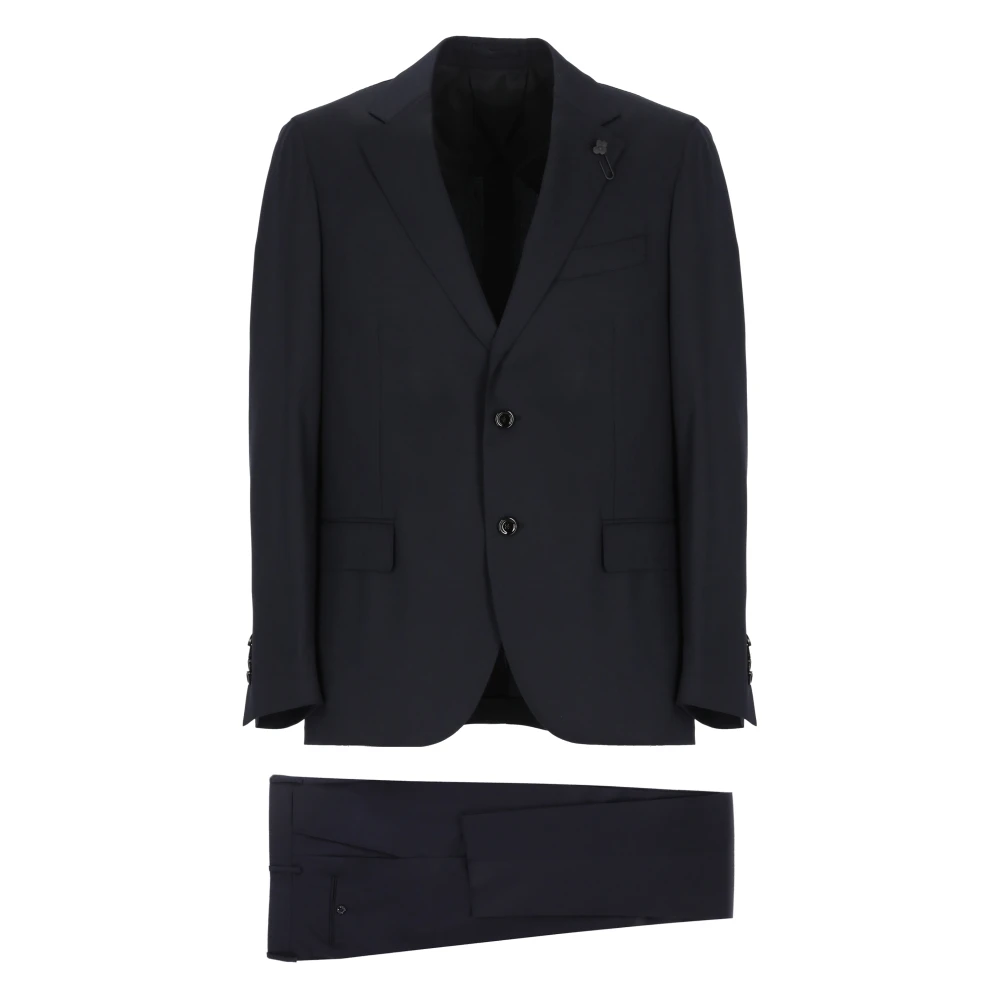 Lardini Blauw wollen pak met pieklapel Blue Heren