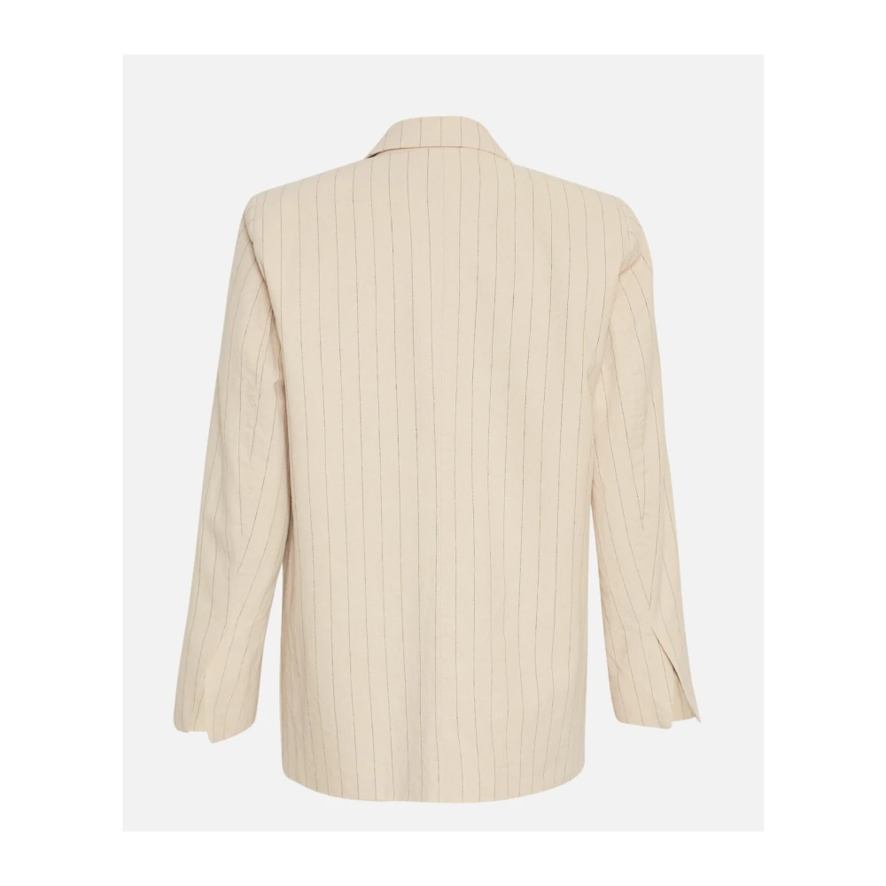 moss copenhagen Gestreepte Split Blazer Haver Grijs Beige Dames