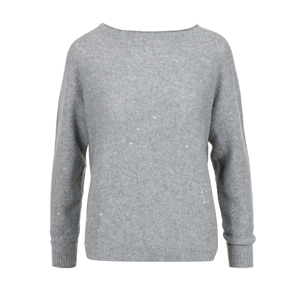 Gran Sasso Vrouw Grijs Micro Sequins Boat Neck
