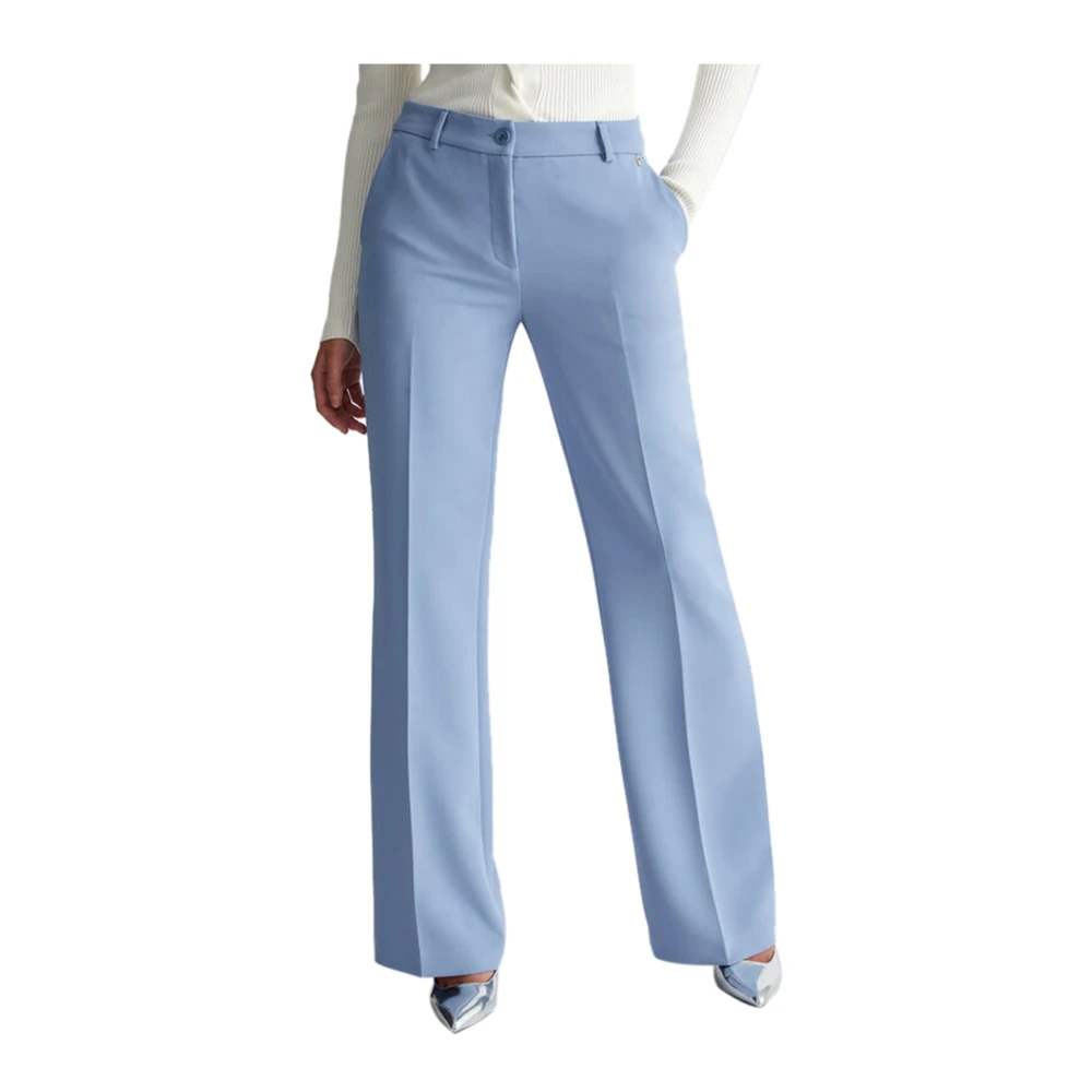 Liu Jo Hoge Taille Flare Broek in Crêpe Blue Dames