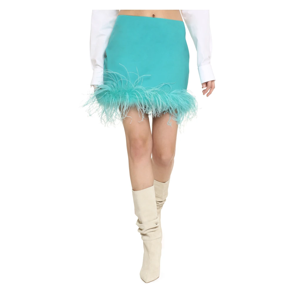Giuseppe Di Morabito Katoenen Minirok met Struisvogelveren Blue Dames