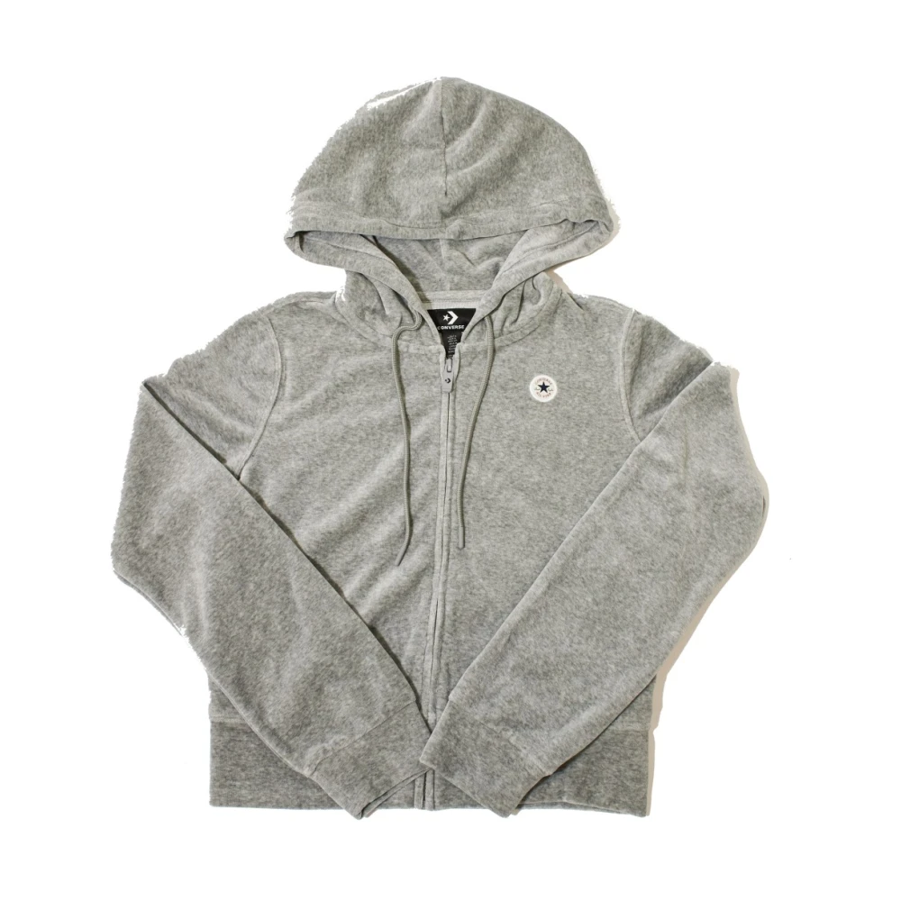 Converse Velour Chuck Hoodie Zip-Throughs Gray Dames