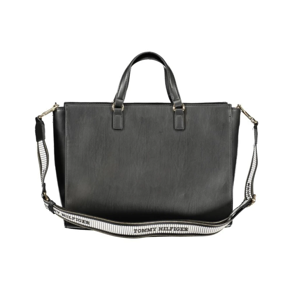 Tommy Hilfiger Zwarte Polyethyleen Handtas met Verstelbare Schouderband Black Dames