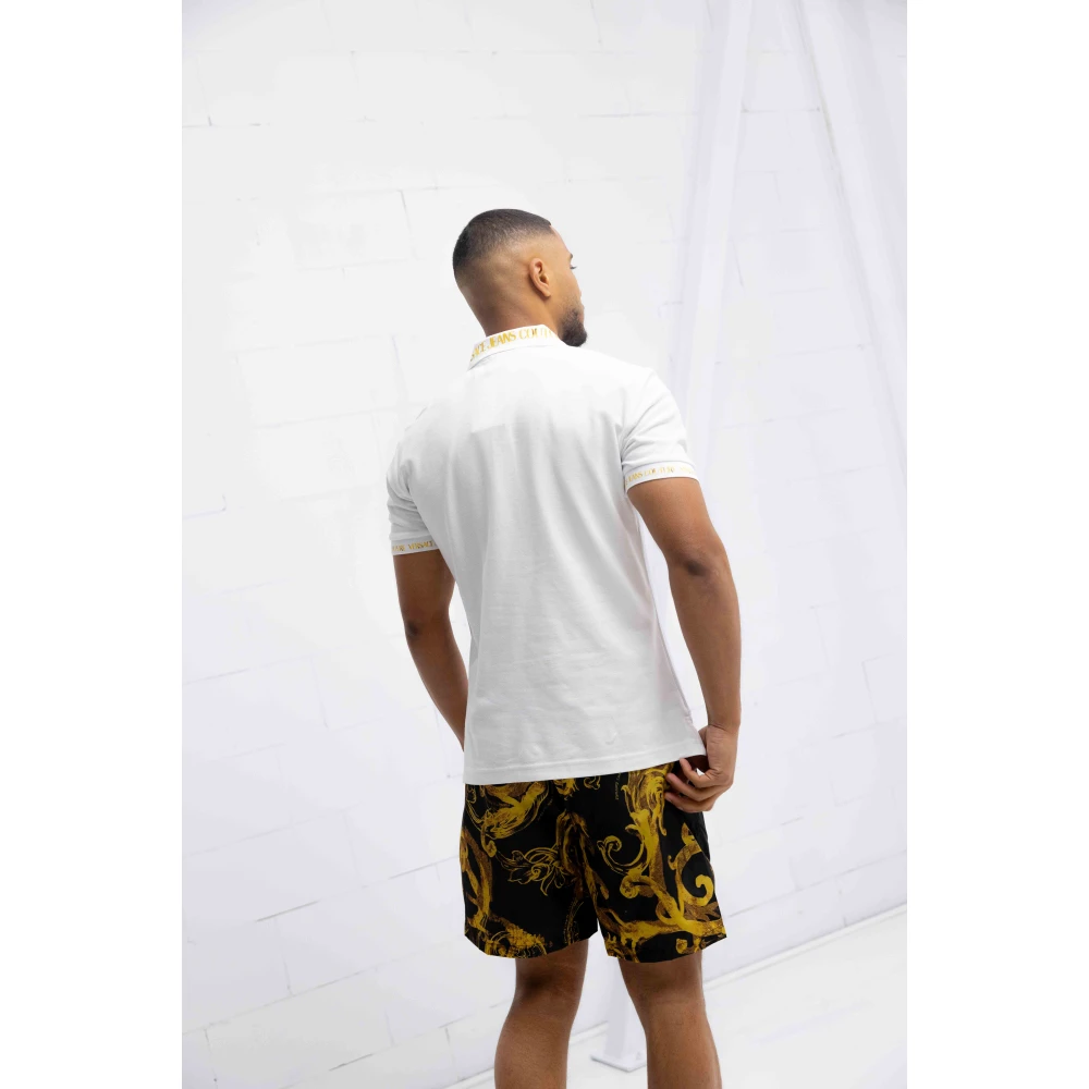 Versace Jeans Couture Gouden en witte heren polo shirt White Heren
