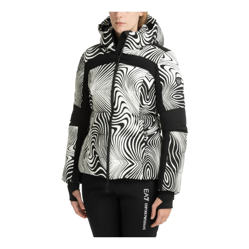 Emporio Armani EA7 Abstract Multicolor Ski Jas met Capuchon Multicolor Dames