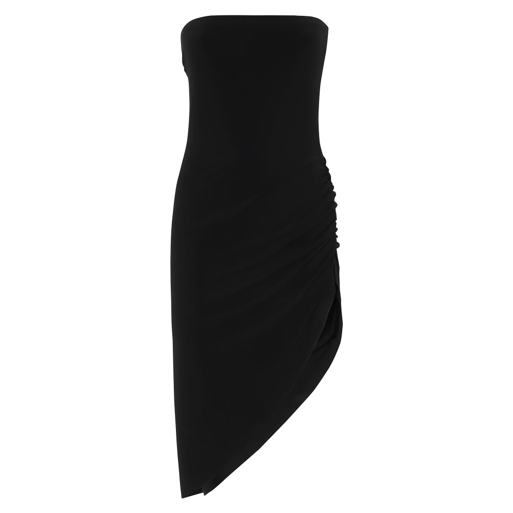 Norma Kamali Elegante Strapless Side Drape Jurk Black Dames