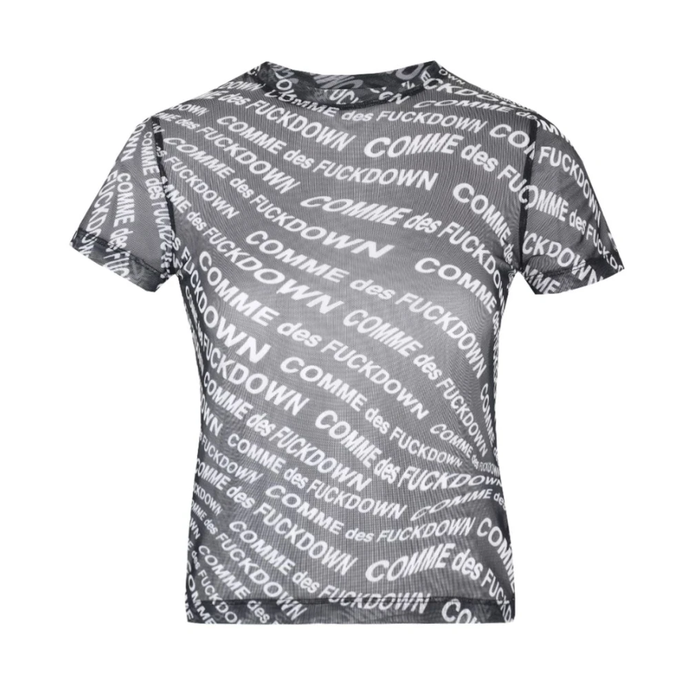 Comme Des Fkdown Women's Gray T-Shirts, Xl, Half-Sleeve Mesh T-Shirt