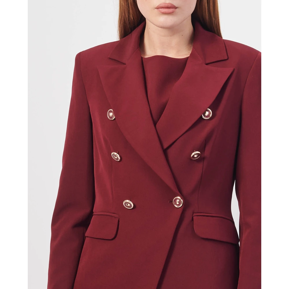 Fracomina Bordeaux Double-Breasted Blazer Red Dames