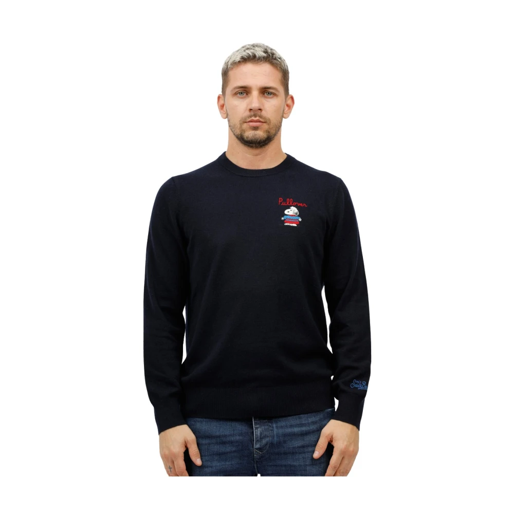 MC2 Saint Barth Snoopy Geborduurd Shirt Blue Heren