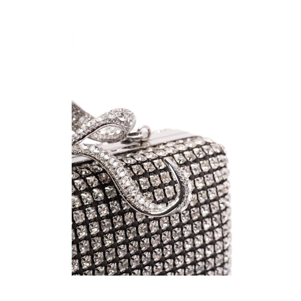 Self Portrait Strik Detail Zilver-tone Clutch Tas Gray Dames