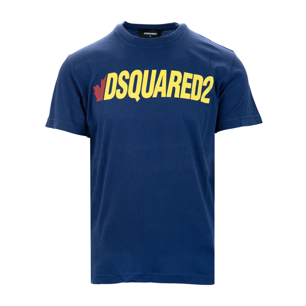 Dsquared2 Donkerblauw Oversized T-shirt met Geribbelde Kraag Blue Heren