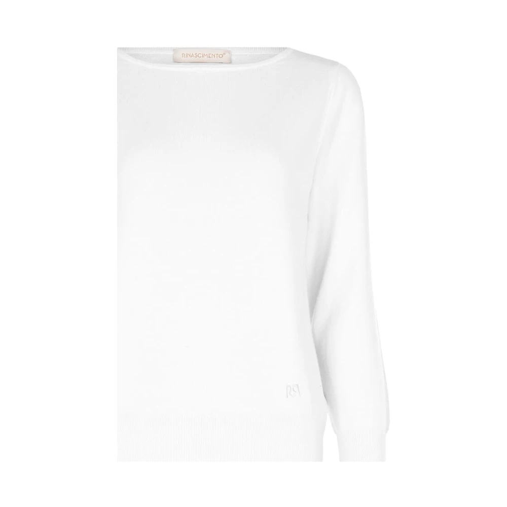 RINASCIMENTO Geborduurde Logo Barchetta Neck Sweater White Dames