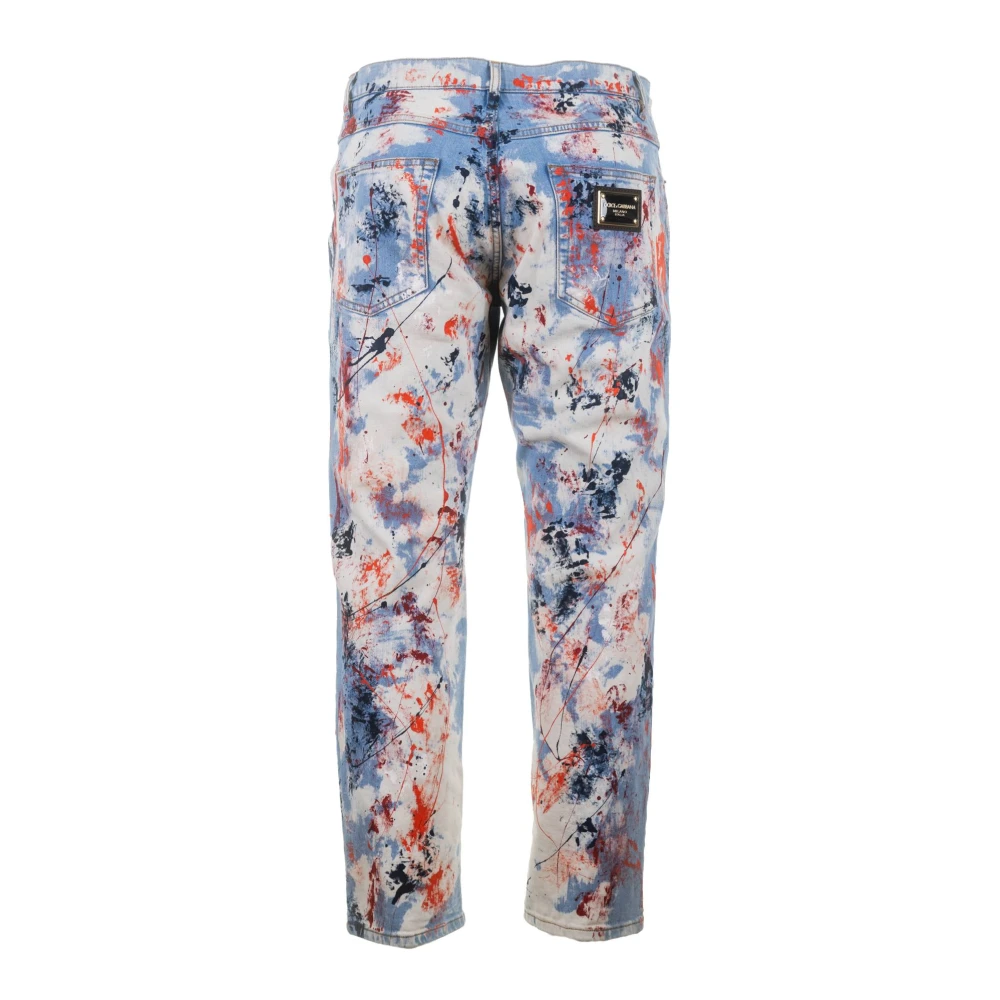 Dolce & Gabbana Heren Geschilderde Losse Jeans Multicolor Heren
