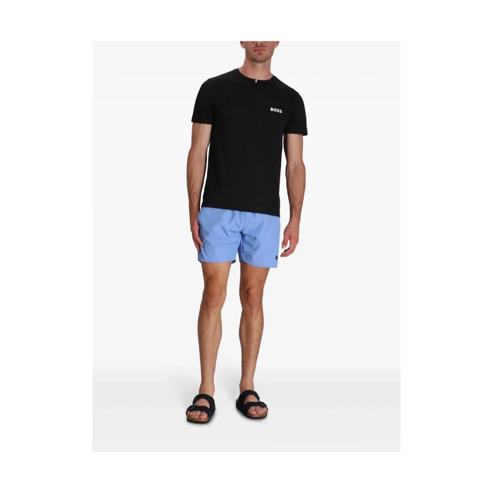 Hugo Boss Zwart Logo Print Crew Neck T-shirt Black Heren