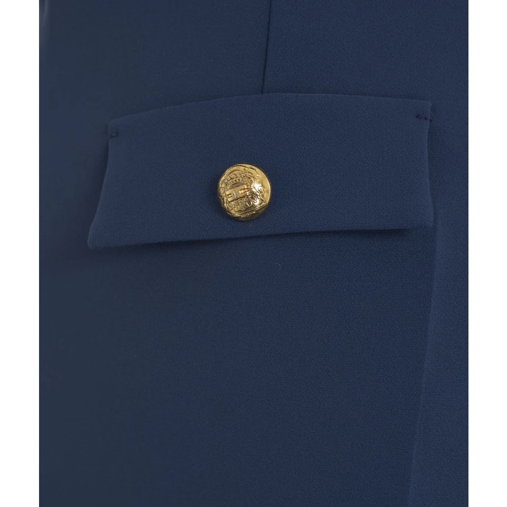 Elisabetta Franchi Blauwe Bermuda Shorts met Gouden Accenten Blue Dames