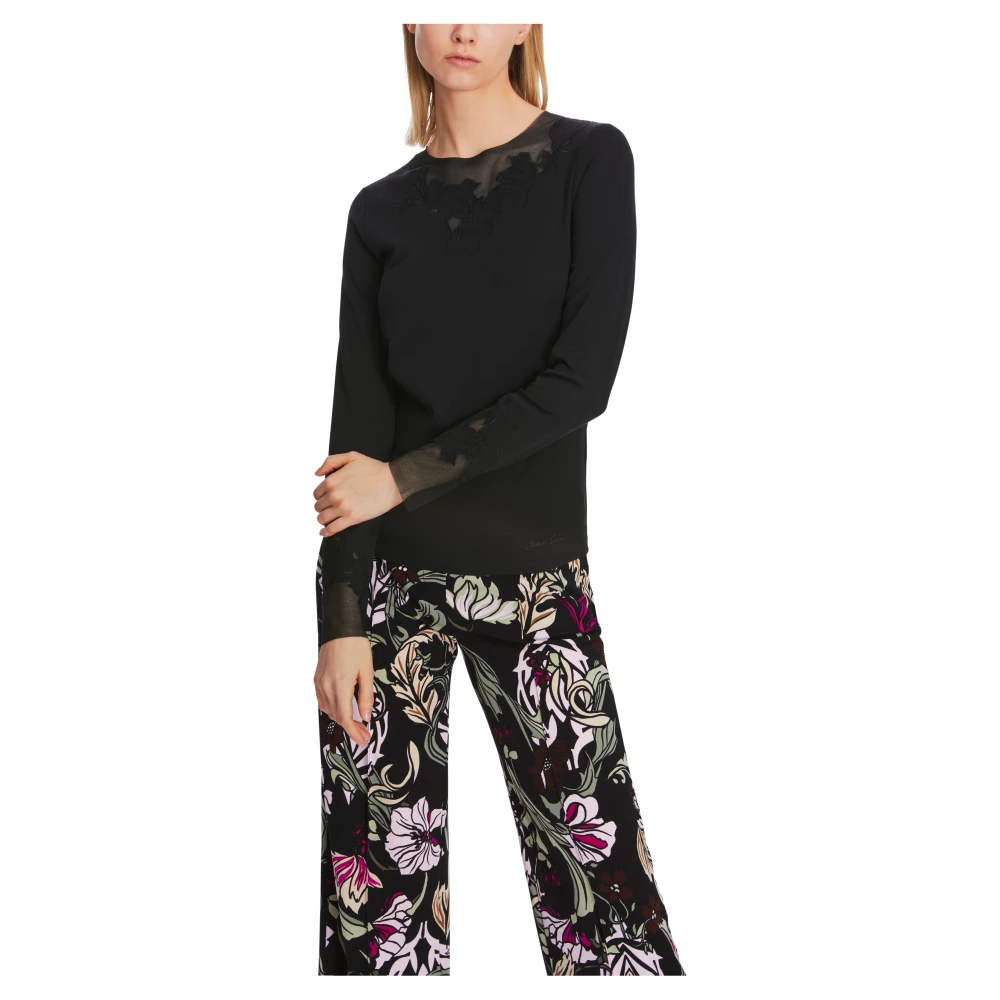 Marc Cain Bloemenkant T-shirt Black Dames