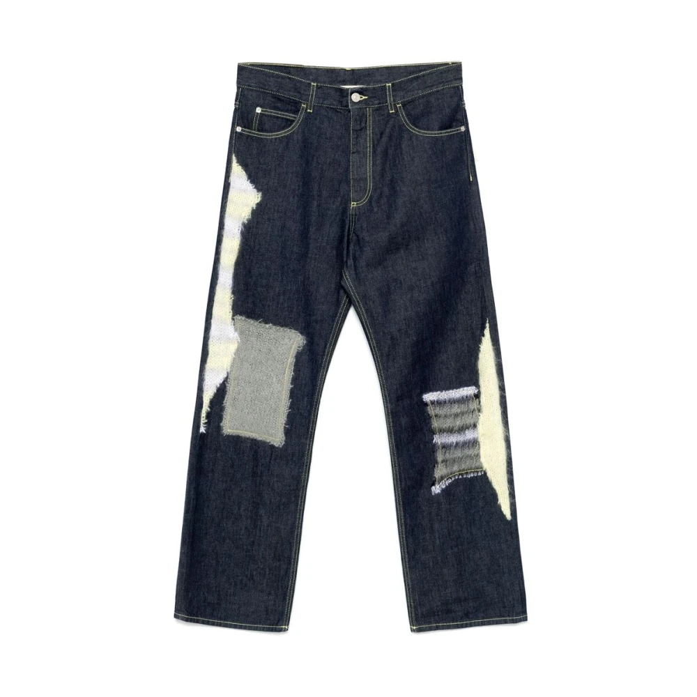 Marni Indigo Blauwe Denim Patchwork Jeans Blue Heren