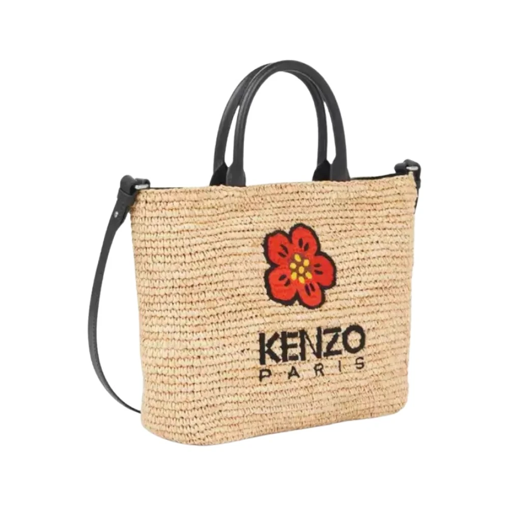 Kenzo Beige Geweven Shopper Tas met Zwarte Handvatten Beige Dames