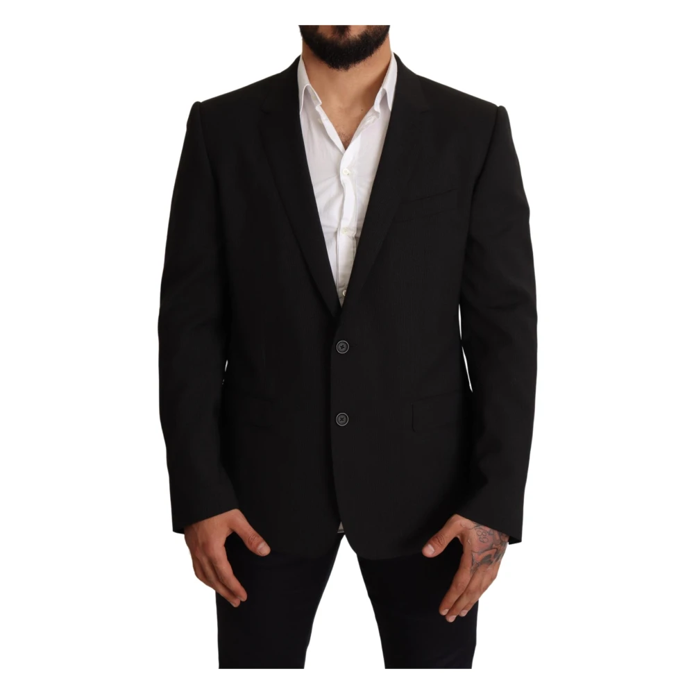 Dolce & Gabbana Men's Black Formal Blazers,, Slim Fit Striped Martini Blazer Extra Large