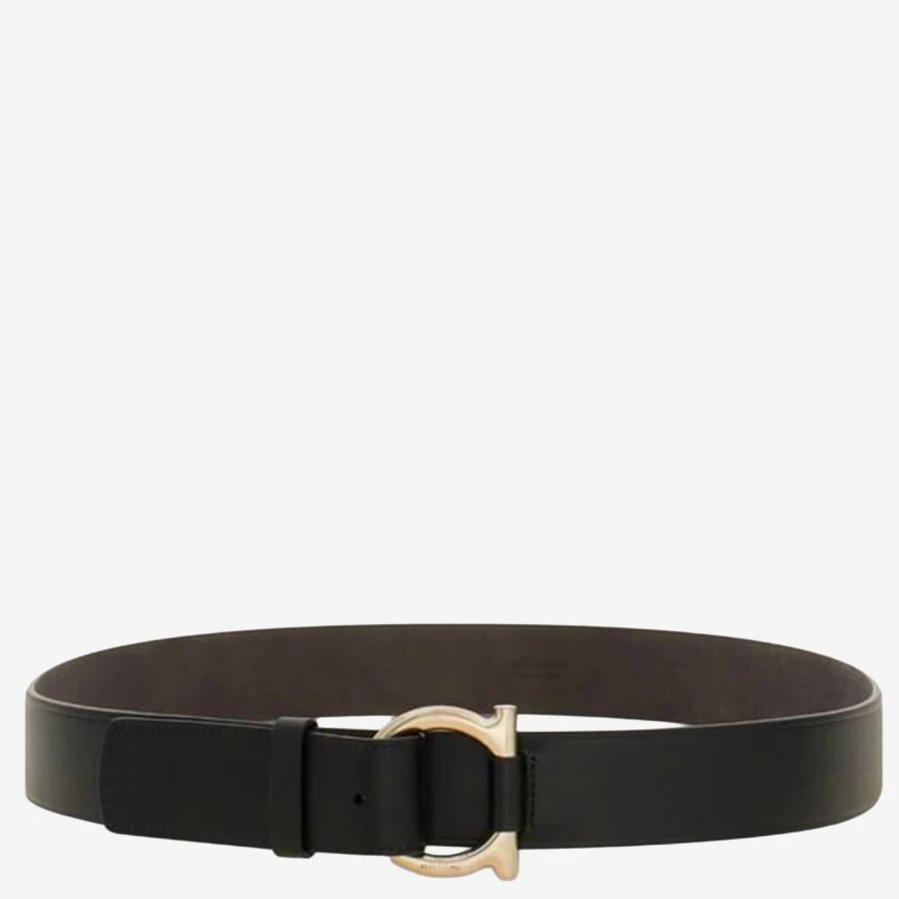 Ferragamo Women's Black Leather Belt - Belts - 80 Cm- Accessories