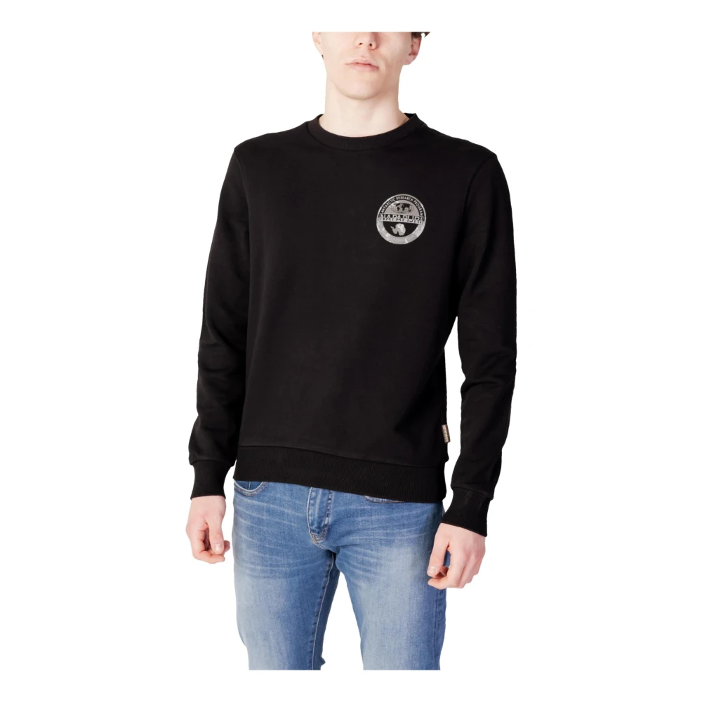 Napapijri Zwarte katoenen sweatshirt met lange mouwen Black Heren