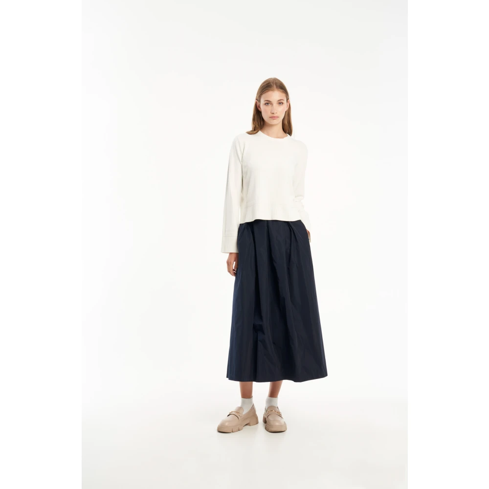 Vicario Cinque Elegante Maxi Rok met Zakken Blue Dames