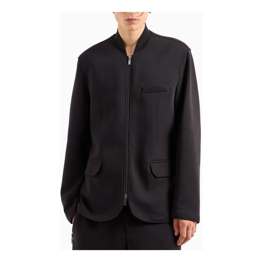 Armani Exchange Zwarte Bomber Rits Jas Black Heren