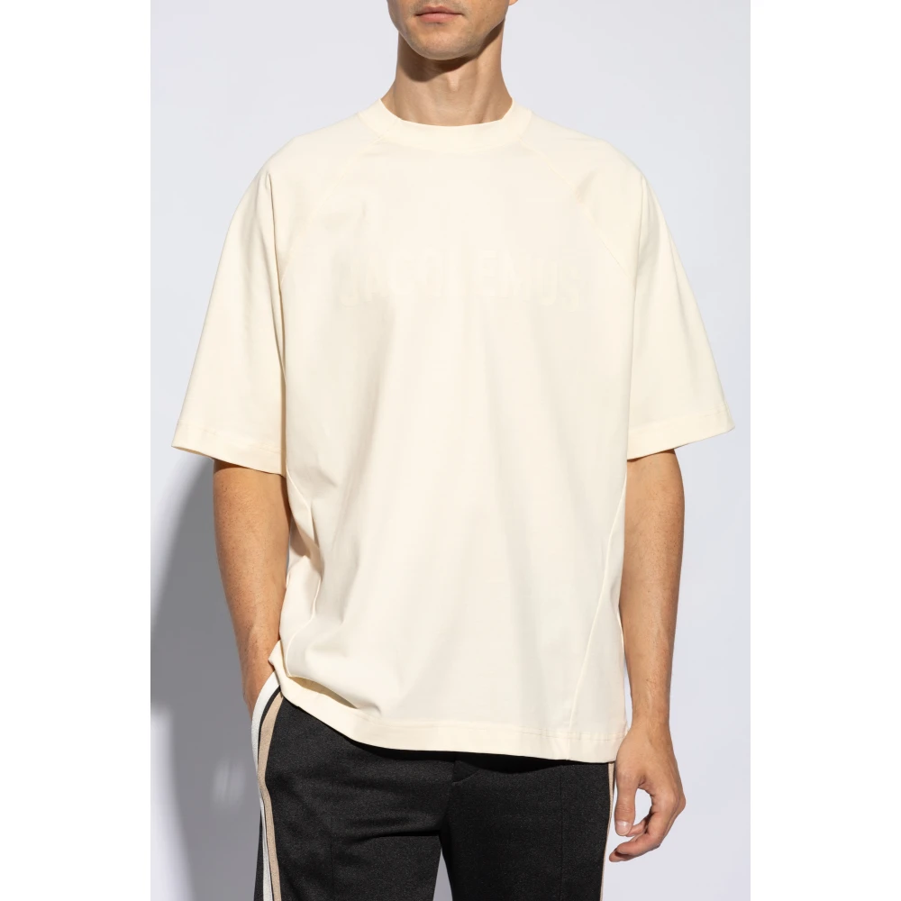 Jacquemus T-shirt `Typo` Beige Heren