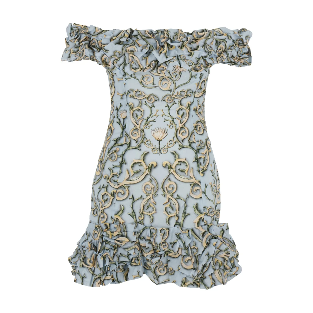 Agua by Agua Bendita Blauwe Bloemen Ruche Katoenen Jurk Vrouw Blue Dames
