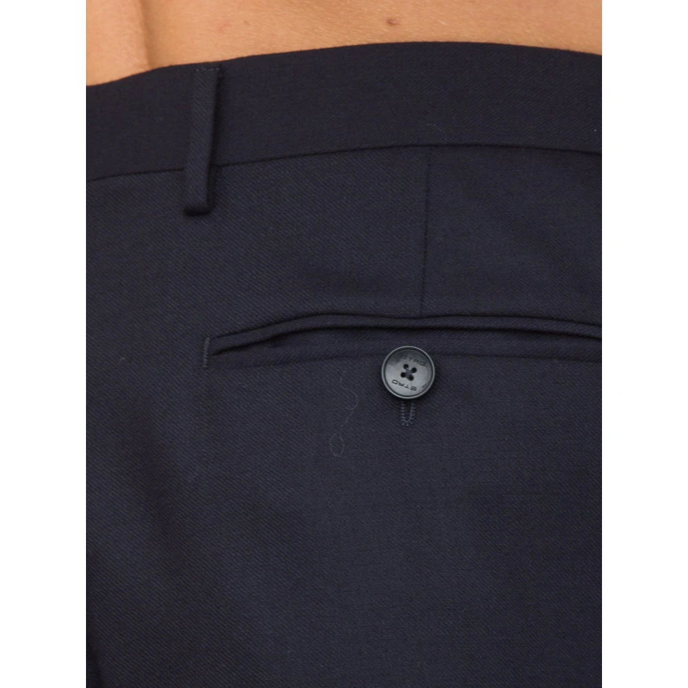 ETRO Blauwe Single Pleat Broek Blue Heren