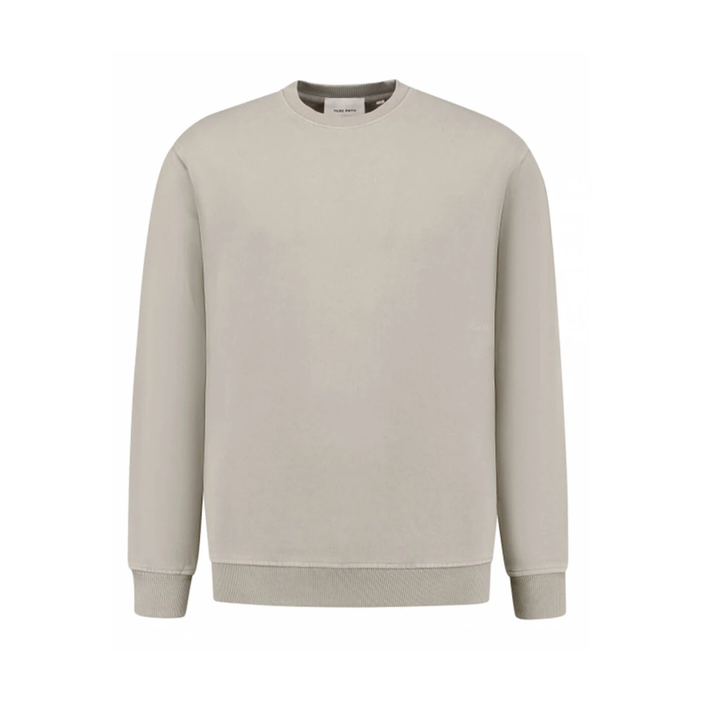 Pure Path Ronde Hals Sweater Ruimvallende Sweater Gray Heren