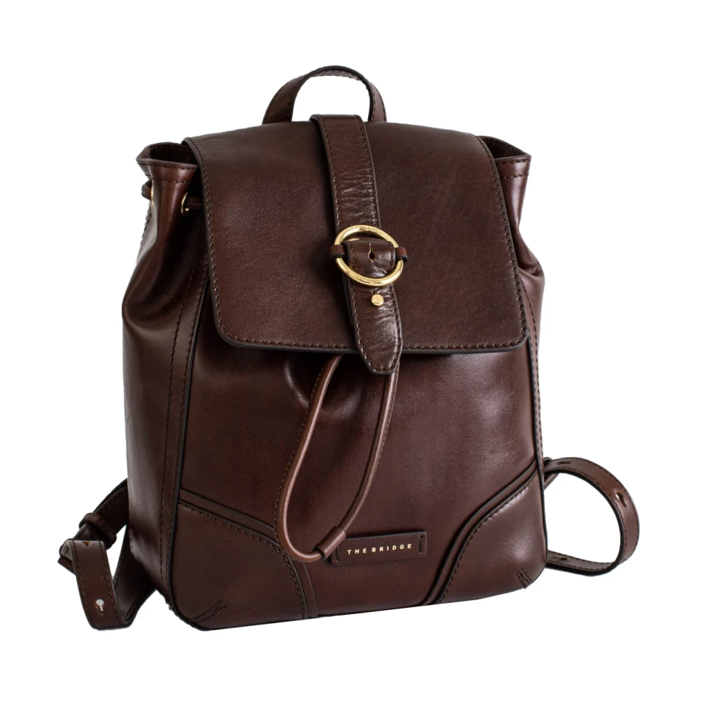 The Bridge Women's Brown Leather Drawstring Backpack