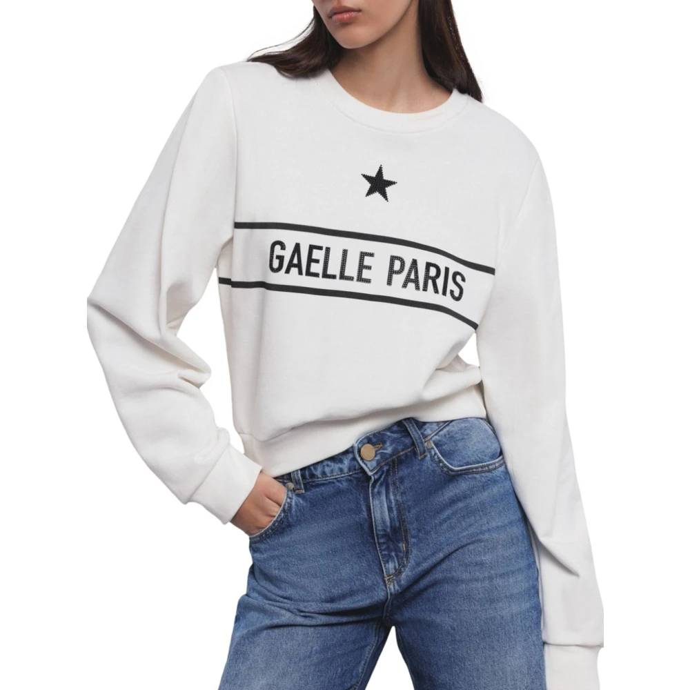 Gaëlle Paris Beige Sweatshirt met Strass Logo Beige Dames