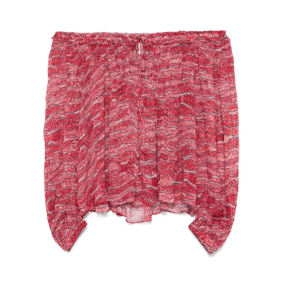 Isabel Marant Étoile Klaprood Off-Shoulder Elastische Top Pink Dames