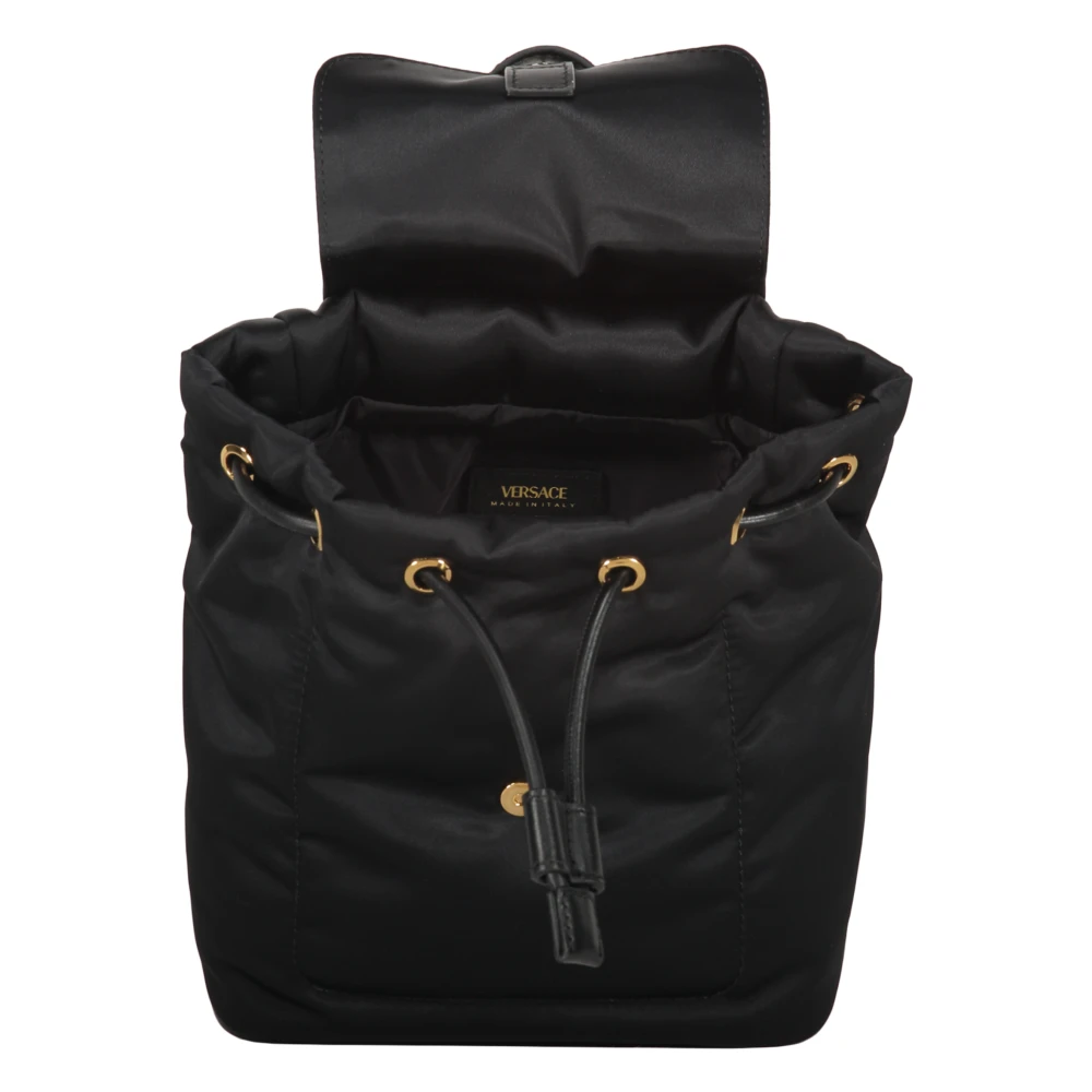 Versace Nylon rugzak met leren details Black Dames