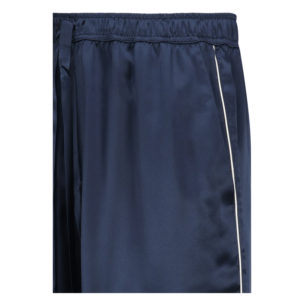Dolce & Gabbana Blauwe Zijden Trekkoord Shorts Blue Heren