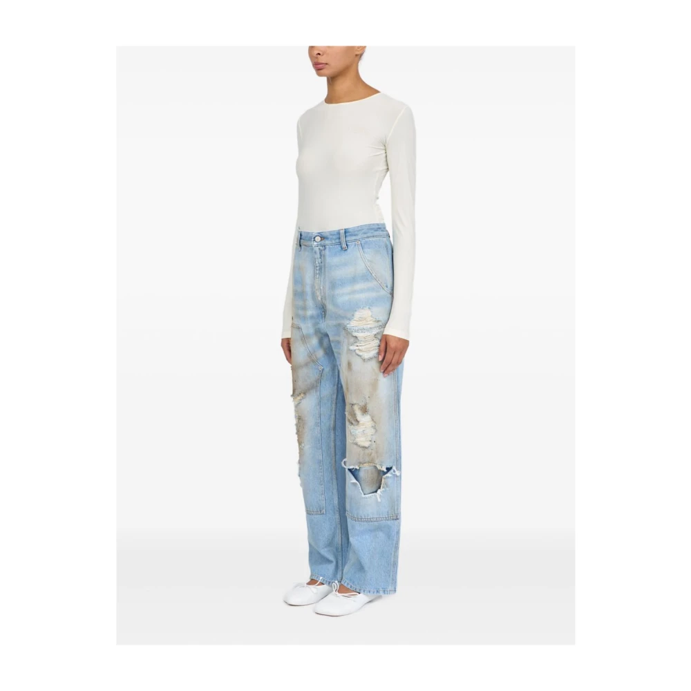 MM6 Maison Margiela Heldere Blauwe Ripped Jeans Blue Dames