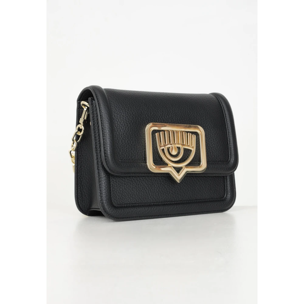 Chiara Ferragni Collection Zwarte schoudertas met kenmerkende textuur Black Dames