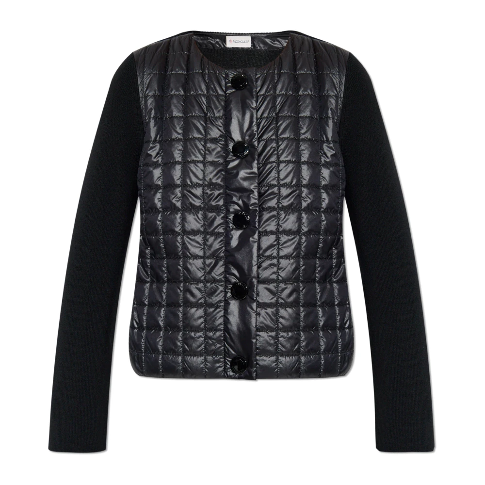 Moncler Cardigan med vadderad framsida Black, Dam