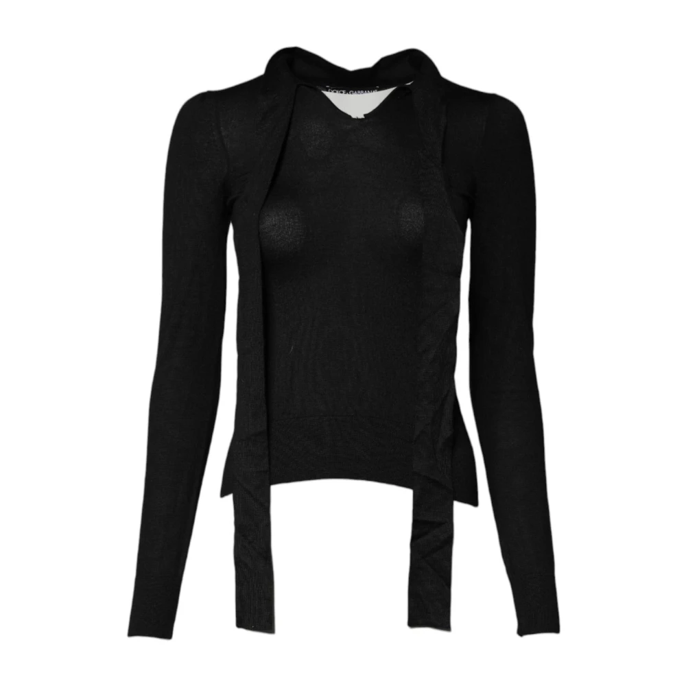 Dolce & Gabbana Women's Black Luxurious Silk Cashmere Blouse 3XS