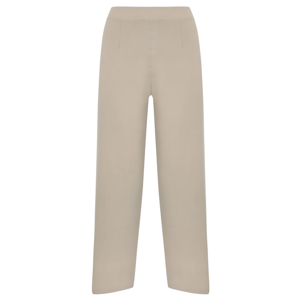 Max Mara Studio Beige Viscose Crop Broek Beige Dames