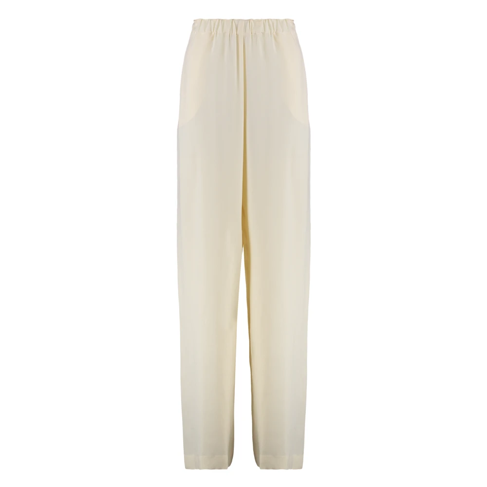 Fabiana Filippi Elastische Taille Crepe Broek met Kralen Beige Dames