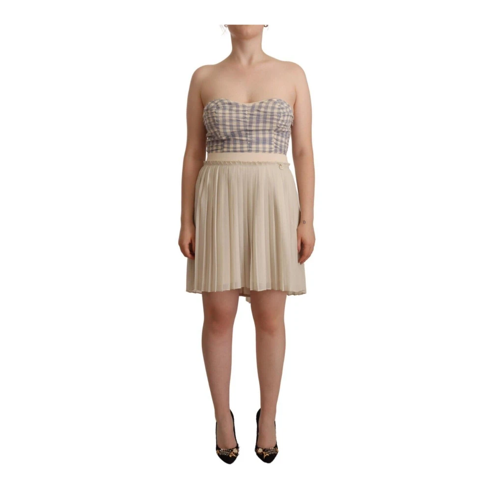 Guess Women's Beige Short Dresses, S, Pleated A-Line Dress