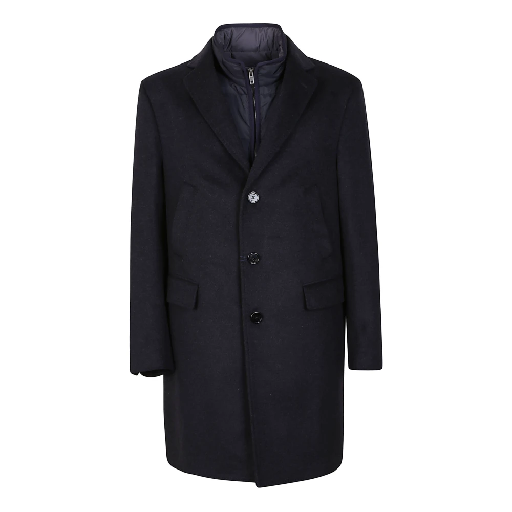 Fay Navy Blauwe Wollen Jas Blue Heren
