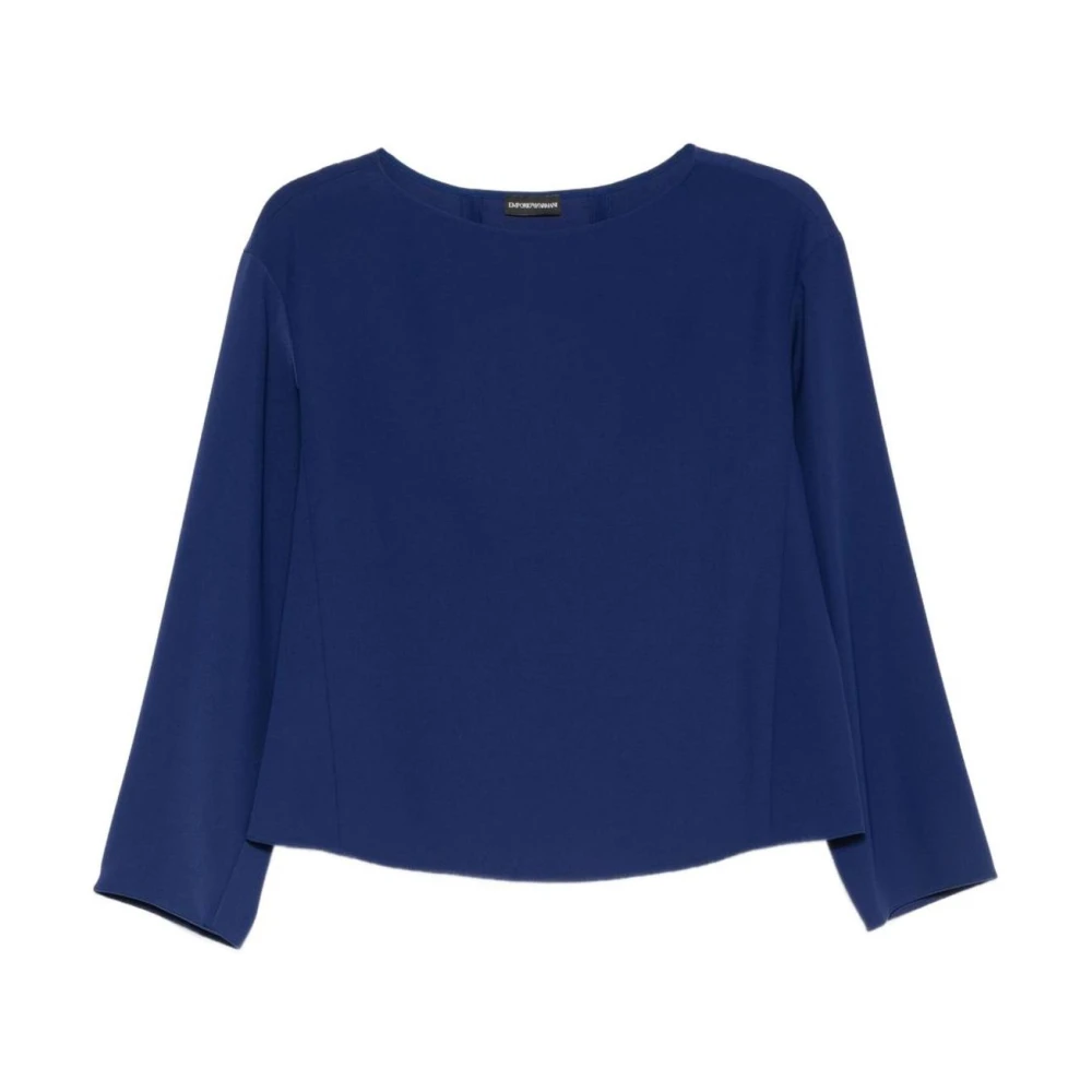 Emporio Armani Women's Blue Long Sleeve Crew Neck Top