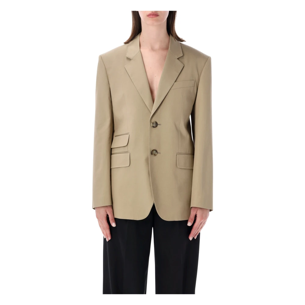 Ami Paris Women's Beige Blazers, Xs, Single-Breasted Blazer