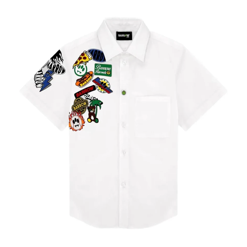 Barrow Unisex Kids White Kids Shirts, 14 Y, Camicia Con Stampa Maniche Corte Taschino