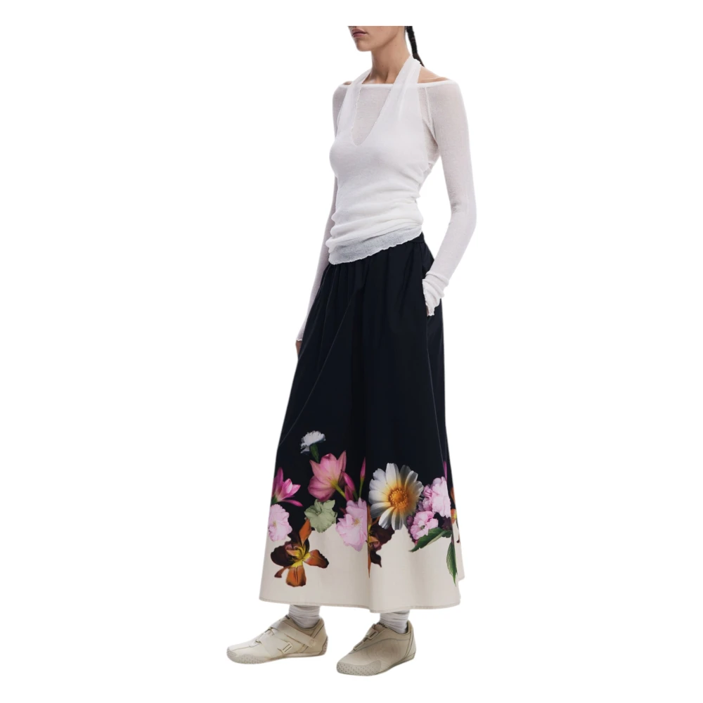 Desigual Zwarte Bloemen Katoenen Rok Black Dames