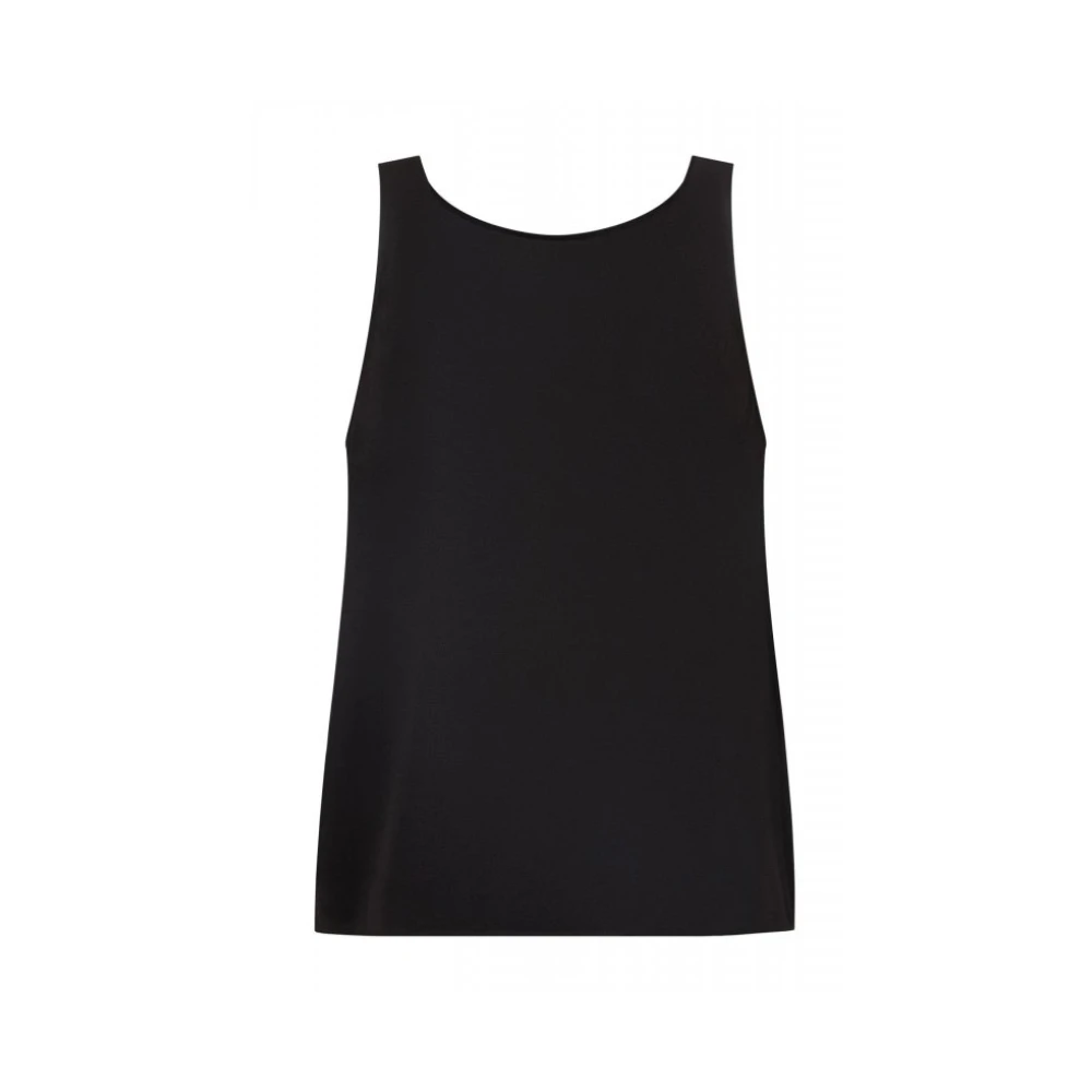 Emporio Armani Donna Nero Top Con Pannello In Crêpe Fluido Sul Retro