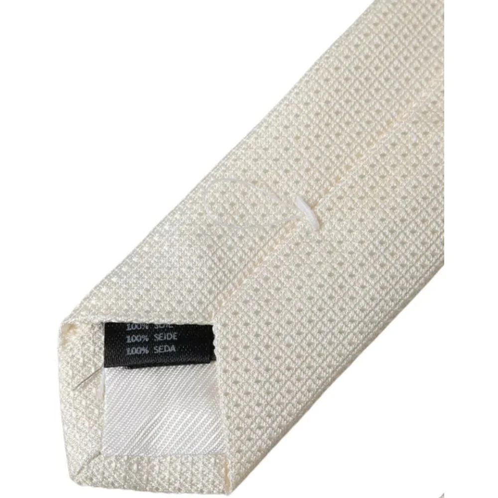Dolce & Gabbana Klassieke Zijden Stropdas met Logodetails White Heren